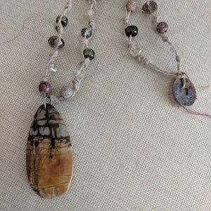 Necklace-petrified wood pendant necklace